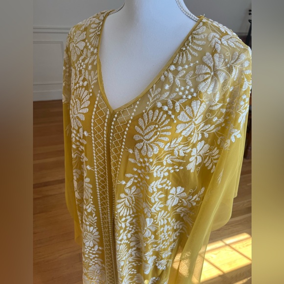 BCBGMAXAZARIA Ria Sheer Overlay Maxi Dress Ceylon Yellow - Picture 5 of 6
